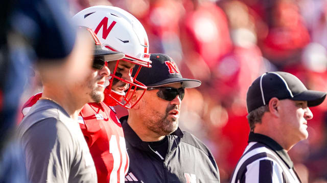 Matt Rhule and Heinrich Haarbeerg USATSI_21540528 Nebraska football vs Michigan 2023-09-30